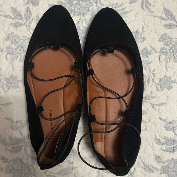 Lucky Brand Black Lace-Up Flats - Picture 1 of 1